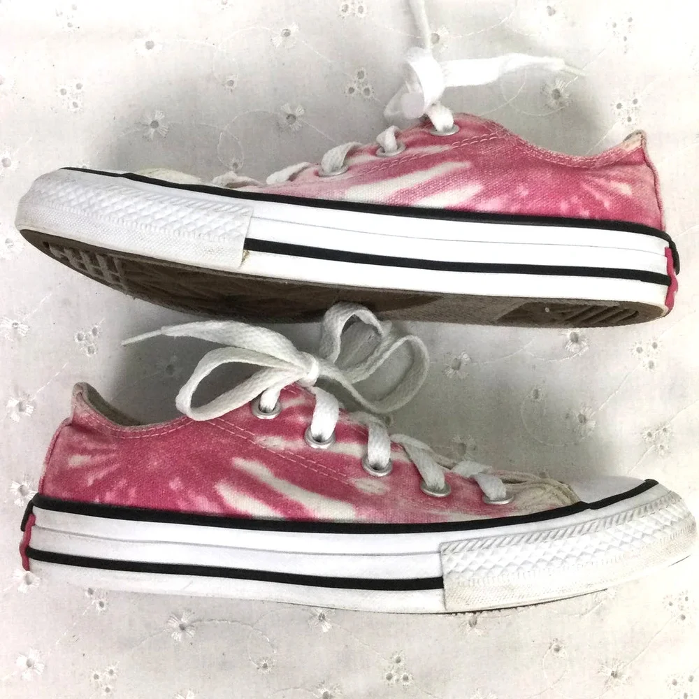 Converse All Star Barbie Pink Tie Dye Textile Ankle Lace Up Sneaker Junior 12
